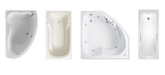 Размеры акриловых ванн