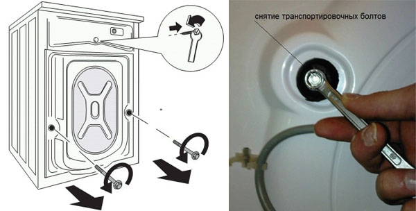 Снятие транспортировочных болтов 