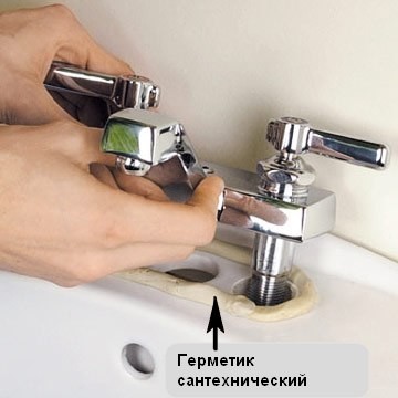 Как крепить смеситель на герметик